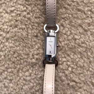 Coach white leather watch